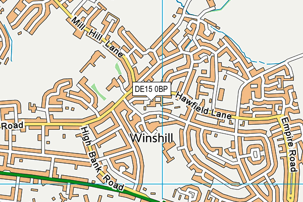 DE15 0BP map - OS VectorMap District (Ordnance Survey)