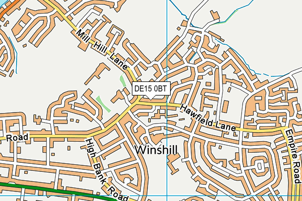 DE15 0BT map - OS VectorMap District (Ordnance Survey)