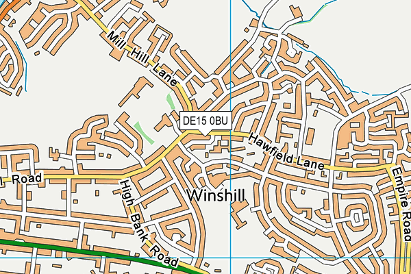 DE15 0BU map - OS VectorMap District (Ordnance Survey)