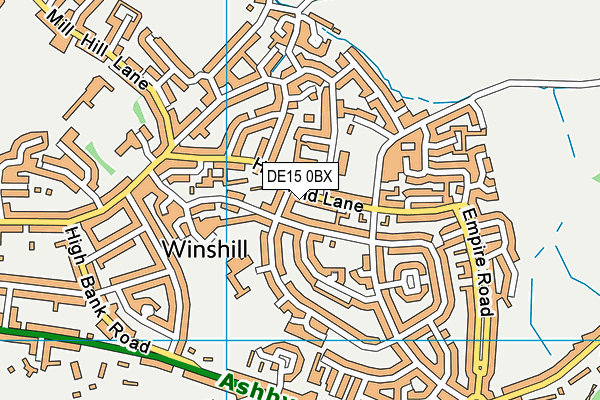 DE15 0BX map - OS VectorMap District (Ordnance Survey)
