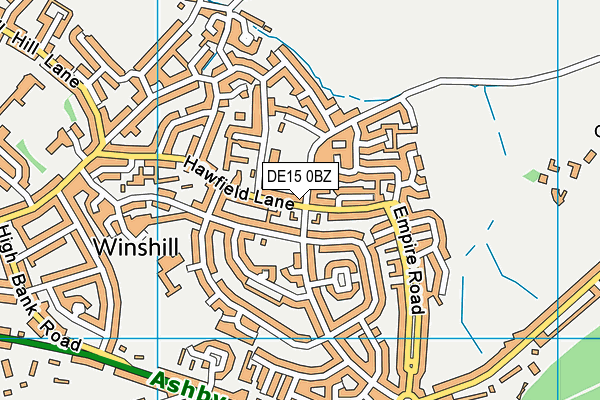 DE15 0BZ map - OS VectorMap District (Ordnance Survey)