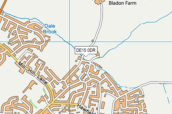 DE15 0DR map - OS VectorMap District (Ordnance Survey)