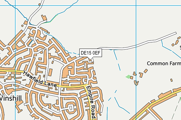 DE15 0EF map - OS VectorMap District (Ordnance Survey)
