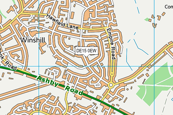 DE15 0EW map - OS VectorMap District (Ordnance Survey)