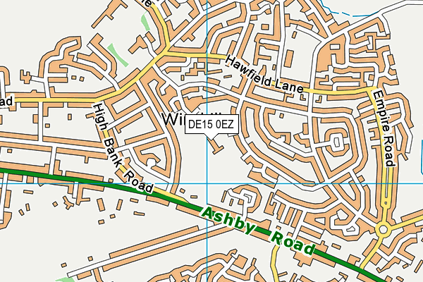 DE15 0EZ map - OS VectorMap District (Ordnance Survey)