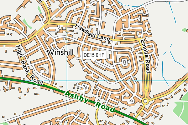 DE15 0HF map - OS VectorMap District (Ordnance Survey)