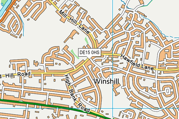 DE15 0HS map - OS VectorMap District (Ordnance Survey)