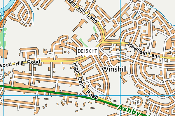 DE15 0HT map - OS VectorMap District (Ordnance Survey)