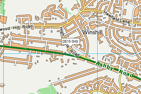DE15 0HX map - OS VectorMap District (Ordnance Survey)