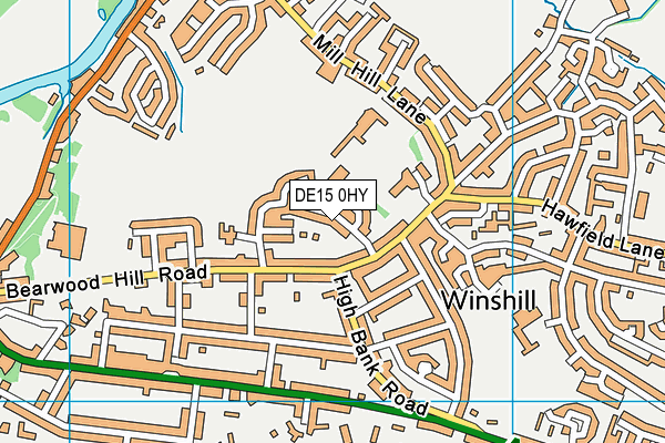 DE15 0HY map - OS VectorMap District (Ordnance Survey)