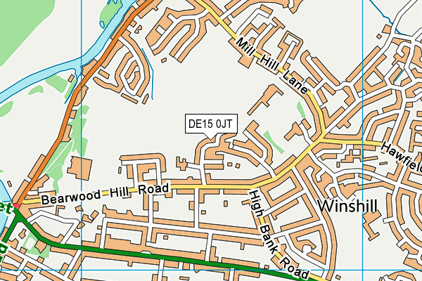 DE15 0JT map - OS VectorMap District (Ordnance Survey)