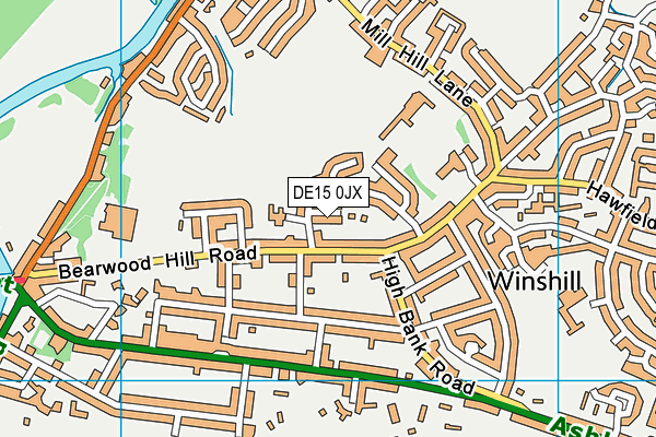 DE15 0JX map - OS VectorMap District (Ordnance Survey)