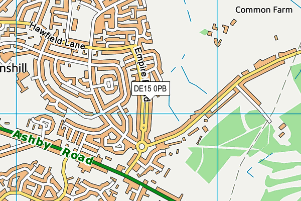 DE15 0PB map - OS VectorMap District (Ordnance Survey)