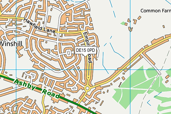 DE15 0PD map - OS VectorMap District (Ordnance Survey)