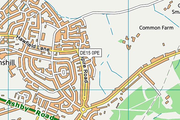 DE15 0PE map - OS VectorMap District (Ordnance Survey)