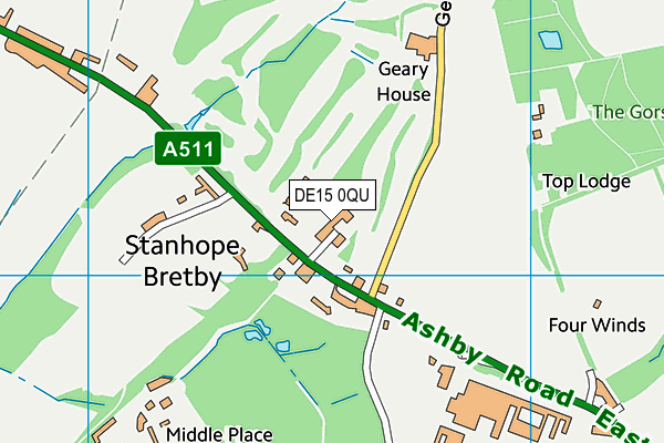 DE15 0QU map - OS VectorMap District (Ordnance Survey)