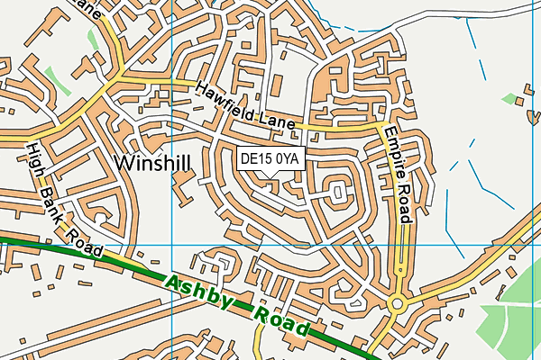DE15 0YA map - OS VectorMap District (Ordnance Survey)