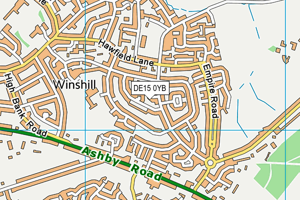 DE15 0YB map - OS VectorMap District (Ordnance Survey)