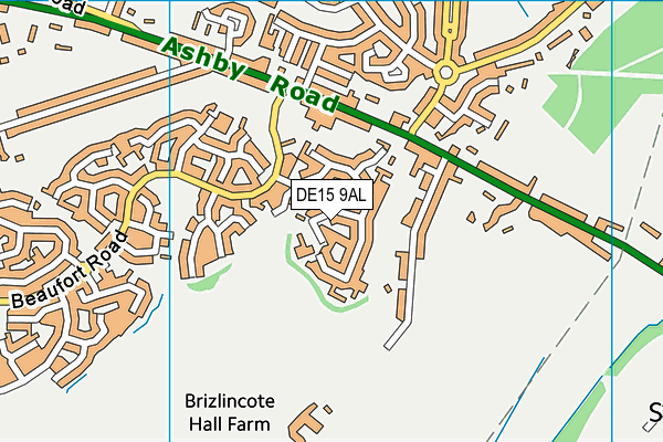 DE15 9AL map - OS VectorMap District (Ordnance Survey)