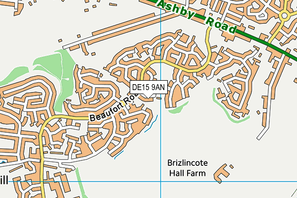 DE15 9AN map - OS VectorMap District (Ordnance Survey)
