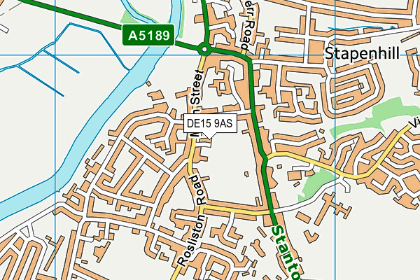 DE15 9AS map - OS VectorMap District (Ordnance Survey)