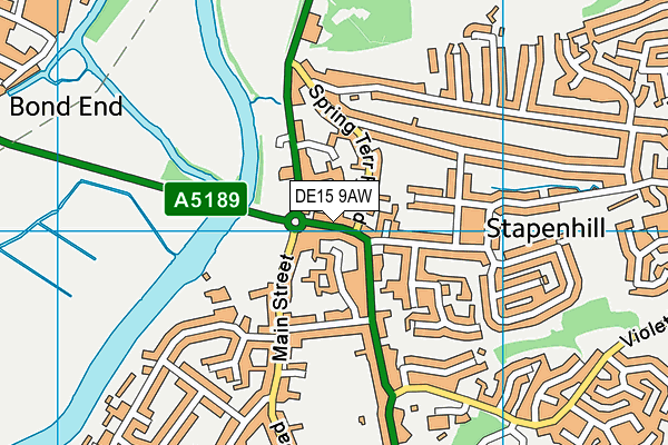 DE15 9AW map - OS VectorMap District (Ordnance Survey)