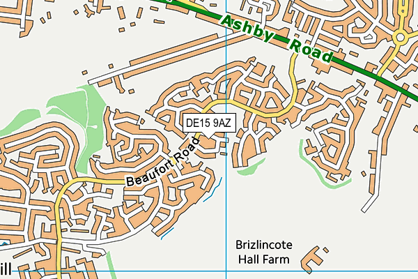 DE15 9AZ map - OS VectorMap District (Ordnance Survey)
