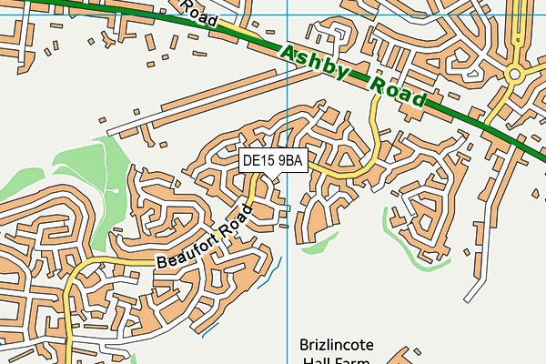 DE15 9BA map - OS VectorMap District (Ordnance Survey)