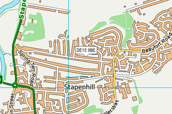 DE15 9BE map - OS VectorMap District (Ordnance Survey)