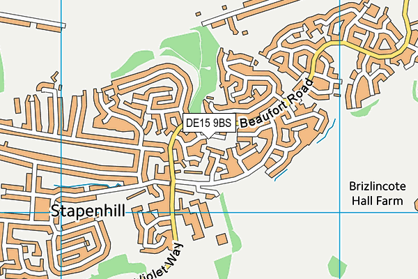 DE15 9BS map - OS VectorMap District (Ordnance Survey)