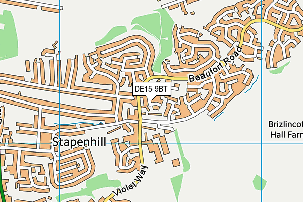 DE15 9BT map - OS VectorMap District (Ordnance Survey)