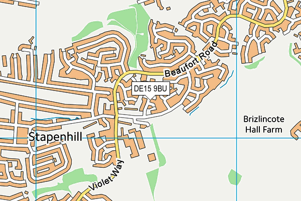 DE15 9BU map - OS VectorMap District (Ordnance Survey)