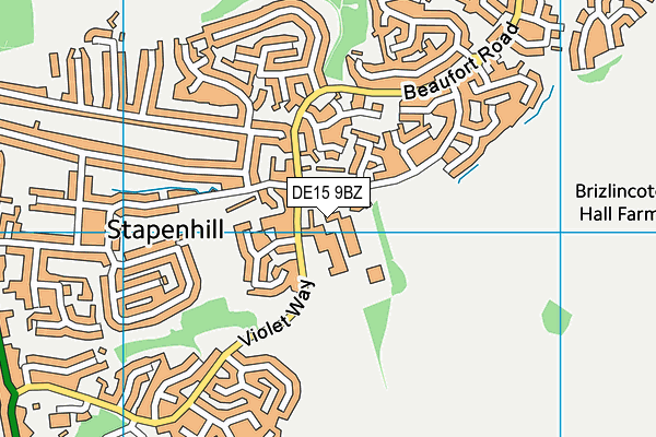 DE15 9BZ map - OS VectorMap District (Ordnance Survey)