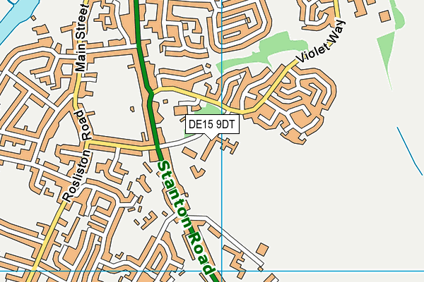 DE15 9DT map - OS VectorMap District (Ordnance Survey)