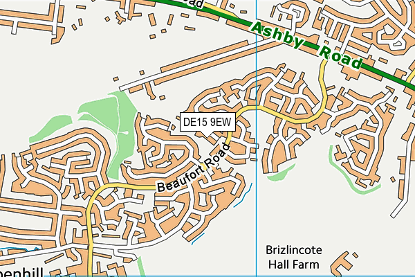 DE15 9EW map - OS VectorMap District (Ordnance Survey)