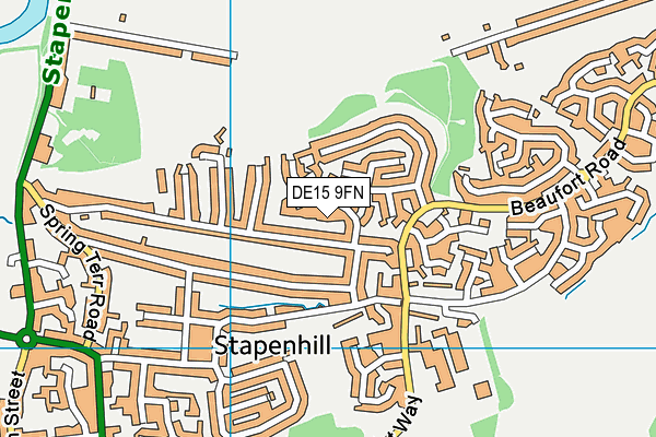 DE15 9FN map - OS VectorMap District (Ordnance Survey)