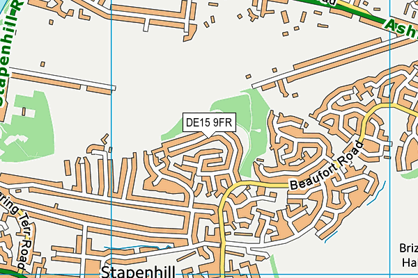DE15 9FR map - OS VectorMap District (Ordnance Survey)
