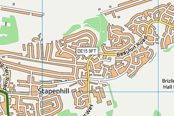 DE15 9FT map - OS VectorMap District (Ordnance Survey)