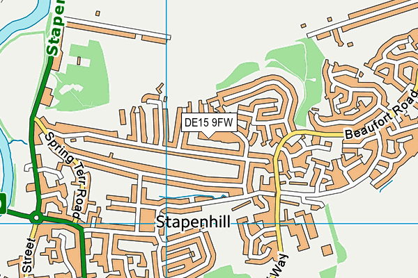 DE15 9FW map - OS VectorMap District (Ordnance Survey)