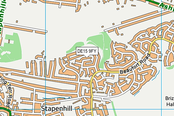 DE15 9FY map - OS VectorMap District (Ordnance Survey)