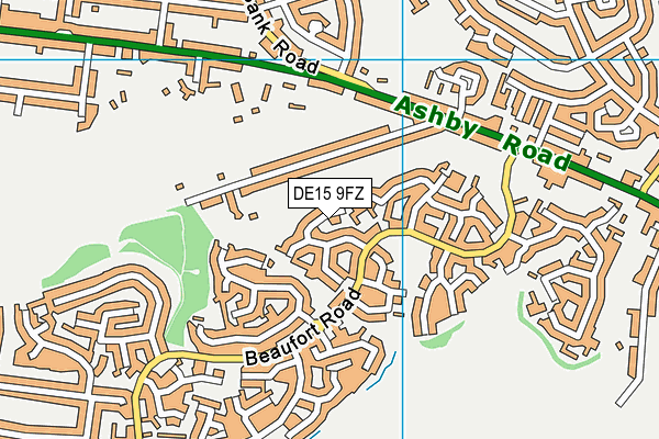 DE15 9FZ map - OS VectorMap District (Ordnance Survey)