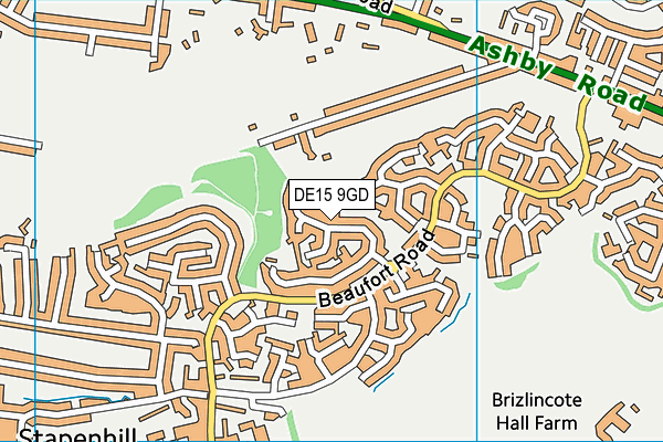 DE15 9GD map - OS VectorMap District (Ordnance Survey)