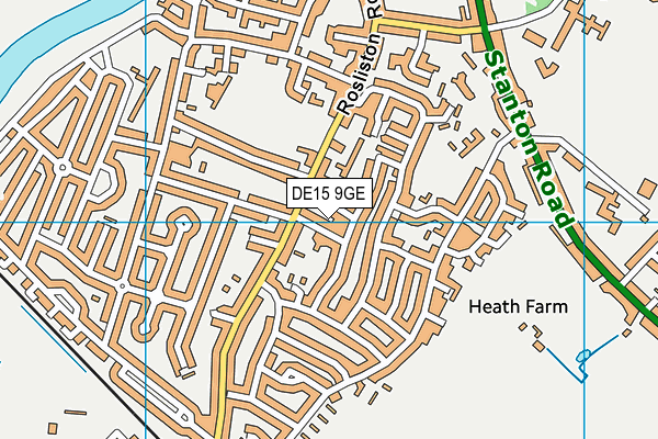 DE15 9GE map - OS VectorMap District (Ordnance Survey)