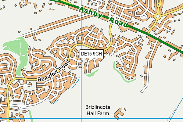 DE15 9GH map - OS VectorMap District (Ordnance Survey)