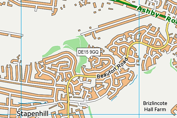 DE15 9GQ map - OS VectorMap District (Ordnance Survey)