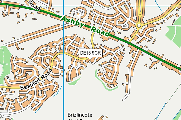 DE15 9GR map - OS VectorMap District (Ordnance Survey)