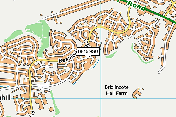 DE15 9GU map - OS VectorMap District (Ordnance Survey)