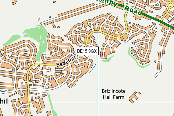 DE15 9GX map - OS VectorMap District (Ordnance Survey)