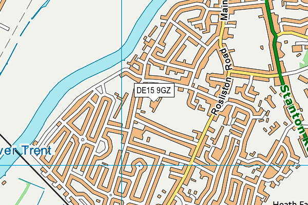 DE15 9GZ map - OS VectorMap District (Ordnance Survey)
