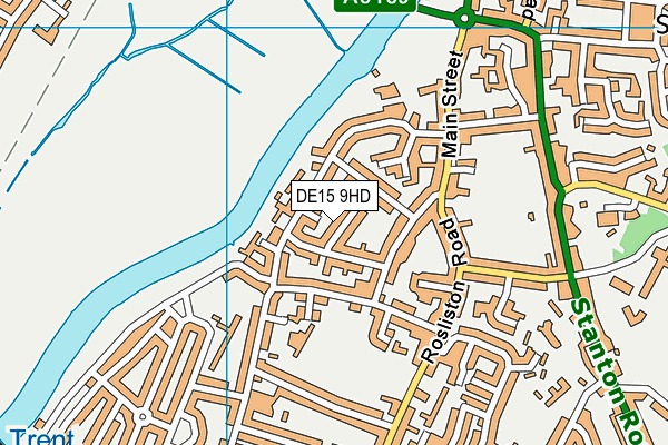 DE15 9HD map - OS VectorMap District (Ordnance Survey)